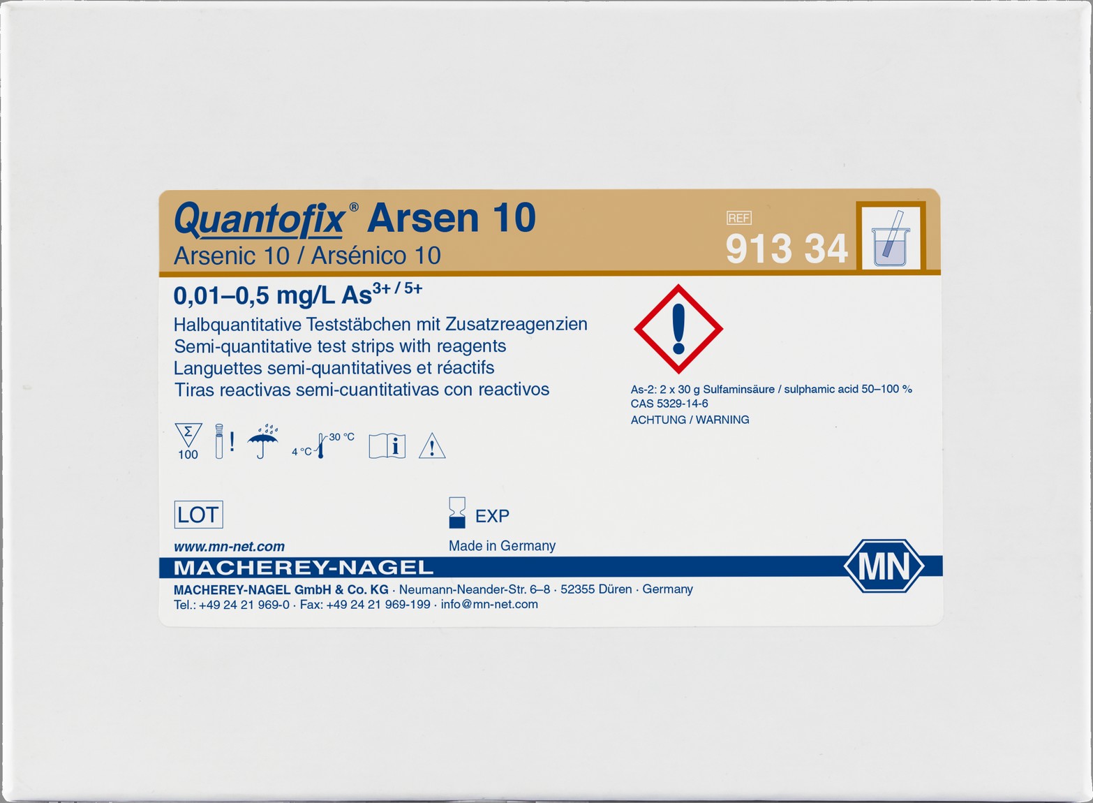 Arsen 10 - inkl. Teststäbchen und Reagenzien